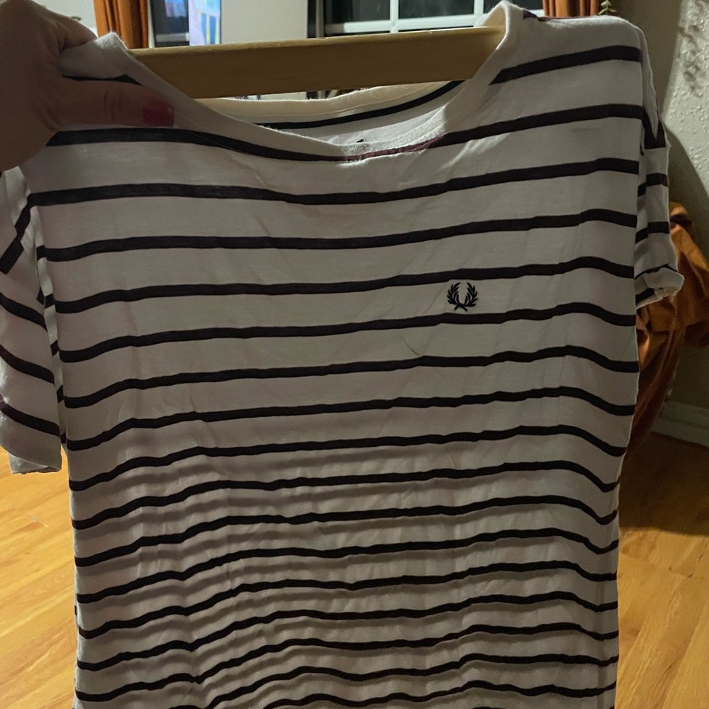 Fred Perry Black and White Striped Tee